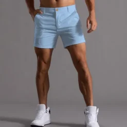 Clearance OUKU Men's Shorts Chino Shorts Bermuda shorts Work Shorts Pocket Plain Comfort Breathable Short Daily Stylish Casual Black White Micro-elastic