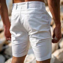 Outlet OUKU Men's Shorts Chino Shorts Bermuda shorts Work Shorts Zipper Pocket Plain Comfort Soft Knee Length Outdoor Casual Daily Fashion Streetwear Black White Micro-elastic