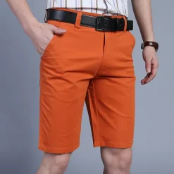 New OUKU Men's Shorts Chino Shorts Bermuda shorts Pocket Plain Comfort Breathable Outdoor Daily Going out Cotton Blend Fashion Streetwear Army Green Orange