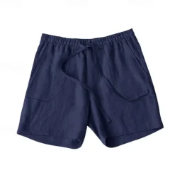 OUKU Men's Shorts Cotton Linen Shorts Summer Shorts Beach Shorts Pocket Drawstring Elastic Waist Plain Comfort Breathable Short Vacation Holiday Beach Hawaiian Boho Black Yellow