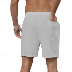 Online OUKU Men's Shorts Cotton Linen Shorts Summer Shorts Beach Shorts Pocket Drawstring Elastic Waist Plain Comfort Breathable Short Vacation Holiday Beach Hawaiian Boho Black White