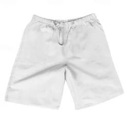 Outlet OUKU Men's Shorts Cotton Linen Shorts Summer Shorts Beach Shorts Pocket Drawstring Elastic Waist Plain Comfort Breathable Short Vacation Holiday Beach Hawaiian Boho Black White