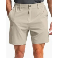 Clearance OUKU Men's Shorts Dress Shorts Bermuda shorts Pocket Elastic Waist Plain Comfort Breathable Outdoor Daily Going out Fashion Casual Black Khaki