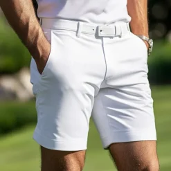 OUKU Men's Shorts Dress Shorts Summer Shorts Golf Shorts Pocket Straight Leg Plain Lightweight Breathable Knee Length Outdoor Daily Running Sports Fashion Black White Micro-elastic