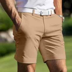 OUKU Men's Shorts Dress Shorts Summer Shorts Golf Shorts Pocket Straight Leg Plain Lightweight Breathable Knee Length Outdoor Daily Running Sports Fashion Black White Micro-elastic