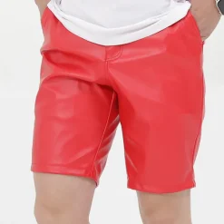 Hot OUKU Men's Shorts Faux Leather Shorts Pocket Plain Comfort Breathable Knee Length Outdoor Daily Holiday Faux Leather Stylish Casual Black White