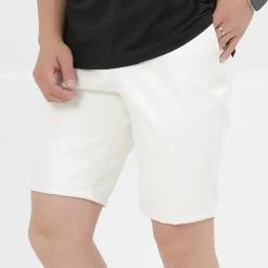 Hot OUKU Men's Shorts Faux Leather Shorts Pocket Plain Comfort Breathable Knee Length Outdoor Daily Holiday Faux Leather Stylish Casual Black White