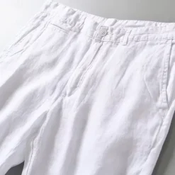 New OUKU Men's Shorts Linen Shorts Summer Shorts Beach Shorts Buttons Pocket Plain Comfort Breathable Short Vacation Holiday Beach Hawaiian Boho White Khaki