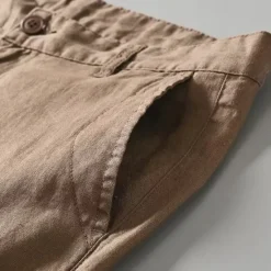 New OUKU Men's Shorts Linen Shorts Summer Shorts Beach Shorts Buttons Pocket Plain Comfort Breathable Short Vacation Holiday Beach Hawaiian Boho White Khaki