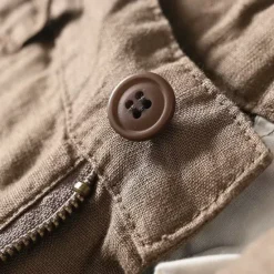 New OUKU Men's Shorts Linen Shorts Summer Shorts Beach Shorts Buttons Pocket Plain Comfort Breathable Short Vacation Holiday Beach Hawaiian Boho White Khaki