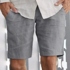 Discount OUKU Men's Shorts Linen Shorts Summer Shorts Beach Shorts Pocket Plain Comfort Breathable Outdoor Daily Going out Fashion Streetwear Black Blue