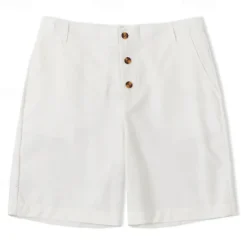 Outlet OUKU Men's Shorts Linen Shorts Buttons Pocket Straight Leg Plain Comfort Breathable Short Business Business Black White