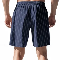 Discount OUKU Men's Shorts Linen Shorts Summer Shorts Beach Shorts Pocket Drawstring Elastic Waist Stripes Comfort Breathable Short Vacation Holiday Beach Hawaiian Boho Black White