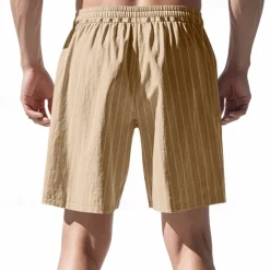 Discount OUKU Men's Shorts Linen Shorts Summer Shorts Beach Shorts Pocket Drawstring Elastic Waist Stripes Comfort Breathable Short Vacation Holiday Beach Hawaiian Boho Black White