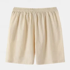 OUKU Men's Shorts Linen Shorts Summer Shorts Drawstring Elastic Waist Plain Comfort Short Casual Daily Holiday Linen Cotton Blend Fashion Classic Style Black White Yellow