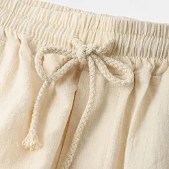 OUKU Men's Shorts Linen Shorts Summer Shorts Drawstring Elastic Waist Plain Comfort Short Casual Daily Holiday Linen Cotton Blend Fashion Classic Style Black White Yellow
