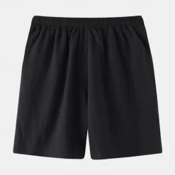 OUKU Men's Shorts Linen Shorts Summer Shorts Drawstring Elastic Waist Plain Comfort Short Casual Daily Holiday Linen Cotton Blend Fashion Classic Style Black White Yellow