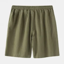 OUKU Men's Shorts Linen Shorts Summer Shorts Drawstring Elastic Waist Plain Comfort Short Casual Daily Holiday Linen Cotton Blend Fashion Classic Style Black White Yellow