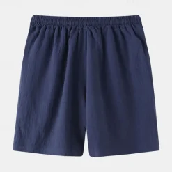 OUKU Men's Shorts Linen Shorts Summer Shorts Drawstring Elastic Waist Plain Comfort Short Casual Daily Holiday Linen Cotton Blend Fashion Classic Style Black White Yellow