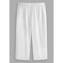 Clearance OUKU Men's Shorts Linen Shorts Summer Shorts Capri Pants Pocket Drawstring Elastic Waist Plain Comfort Breathable Calf-Length Casual Daily Holiday Simple Classic Style Black White