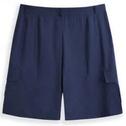 Sale OUKU Men's Shorts Linen Shorts Summer Shorts Beach Shorts Multi Pocket Straight Leg Plain Comfort Breathable Short Casual Daily Holiday Fashion Designer White Khaki