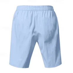 New OUKU Men's Shorts Linen Shorts Summer Shorts Beach Shorts Pocket Drawstring Elastic Waist Plain Comfort Breathable Knee Length Vacation Holiday Beach Hawaiian Boho Black White