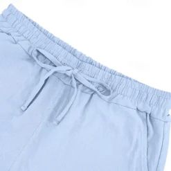 New OUKU Men's Shorts Linen Shorts Summer Shorts Beach Shorts Pocket Drawstring Elastic Waist Plain Comfort Breathable Knee Length Vacation Holiday Beach Hawaiian Boho Black White