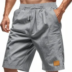 New OUKU Men's Shorts Linen Shorts Summer Shorts Beach Shorts Pocket Drawstring Elastic Waist Plain Comfort Breathable Knee Length Vacation Holiday Beach Hawaiian Boho Black White