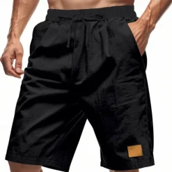 New OUKU Men's Shorts Linen Shorts Summer Shorts Beach Shorts Pocket Drawstring Elastic Waist Plain Comfort Breathable Knee Length Vacation Holiday Beach Hawaiian Boho Black White