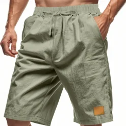 New OUKU Men's Shorts Linen Shorts Summer Shorts Beach Shorts Pocket Drawstring Elastic Waist Plain Comfort Breathable Knee Length Vacation Holiday Beach Hawaiian Boho Black White