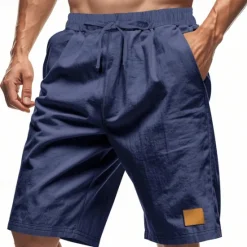 New OUKU Men's Shorts Linen Shorts Summer Shorts Beach Shorts Pocket Drawstring Elastic Waist Plain Comfort Breathable Knee Length Vacation Holiday Beach Hawaiian Boho Black White