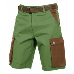 Sale OUKU Men's Shorts Linen Shorts Summer Shorts Patchwork Pocket Color Block Comfort Breathable Short Casual Daily Holiday Fashion Designer Green Khaki