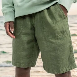 Discount OUKU Men's Shorts Linen Shorts Summer Shorts Beach Shorts Pocket Drawstring Elastic Waist Plain Comfort Breathable Knee Length Casual Daily Holiday Fashion Classic Style Black White