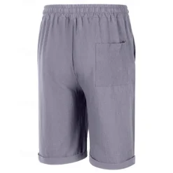 Discount OUKU Men's Shorts Linen Shorts Summer Shorts Beach Shorts Pocket Drawstring Elastic Waist Plain Comfort Breathable Short Vacation Holiday Beach Hawaiian Boho Black White