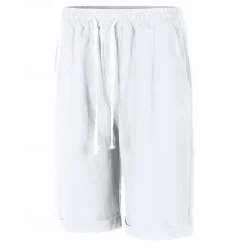 Discount OUKU Men's Shorts Linen Shorts Summer Shorts Beach Shorts Pocket Drawstring Elastic Waist Plain Comfort Breathable Short Vacation Holiday Beach Hawaiian Boho Black White