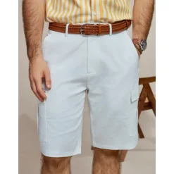Online OUKU Men's Shorts Linen Shorts Summer Shorts Front Pocket Straight Leg Plain Comfort Breathable Knee Length Party Outdoor Casual Fashion Basic White