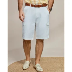 Online OUKU Men's Shorts Linen Shorts Summer Shorts Front Pocket Straight Leg Plain Comfort Breathable Knee Length Party Outdoor Casual Fashion Basic White