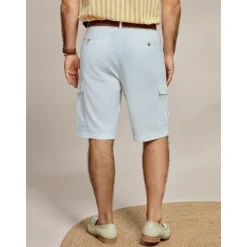 Online OUKU Men's Shorts Linen Shorts Summer Shorts Front Pocket Straight Leg Plain Comfort Breathable Knee Length Party Outdoor Casual Fashion Basic White
