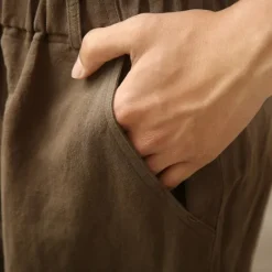 Clearance OUKU Men's Shorts Linen Shorts Summer Shorts Beach Shorts Capri Pants Pocket Drawstring Elastic Waist Plain Comfort Breathable Calf-Length Vacation Holiday Beach Hawaiian Boho Army Green Khaki