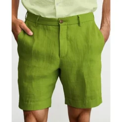 New OUKU Men's Shorts Linen Shorts Dress Shorts Summer Shorts Zipper Buttons Pocket Plain Comfort Breathable Outdoor Daily Going out Fashion Casual Black White