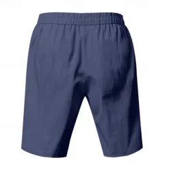 Clearance OUKU Men's Shorts Linen Shorts Summer Shorts Beach Shorts Pocket Drawstring Elastic Waist Plain Comfort Breathable Short Vacation Holiday Beach Hawaiian Boho Black White