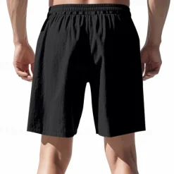Clearance OUKU Men's Shorts Linen Shorts Summer Shorts Beach Shorts Pocket Drawstring Elastic Waist Plain Comfort Breathable Short Vacation Holiday Beach Hawaiian Boho Black White
