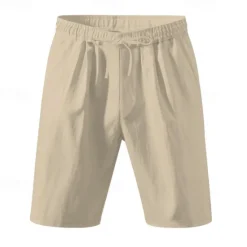 Clearance OUKU Men's Shorts Linen Shorts Summer Shorts Beach Shorts Pocket Drawstring Elastic Waist Plain Comfort Breathable Short Vacation Holiday Beach Hawaiian Boho Black White