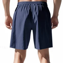 Clearance OUKU Men's Shorts Linen Shorts Summer Shorts Beach Shorts Pocket Drawstring Elastic Waist Plain Comfort Breathable Short Vacation Holiday Beach Hawaiian Boho Black White