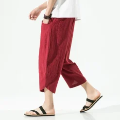OUKU Men's Shorts Linen Shorts Summer Shorts Beach Shorts Capri Pants Drawstring Elastic Waist Plain Breathable Soft Short Casual Daily Holiday Linen / Cotton Blend Streetwear Hawaiian Black White