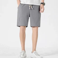 Clearance OUKU Men's Shorts Linen Shorts Summer Shorts Pocket Plain Comfort Breathable Outdoor Daily Going out Linen / Cotton Blend Fashion Casual Blue Green