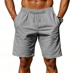 Discount OUKU Men's Shorts Linen Shorts Summer Shorts Beach Shorts Pocket Drawstring Elastic Waist Plain Comfort Breathable Short Vacation Holiday Beach Hawaiian Boho Black White