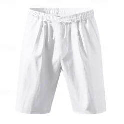 Discount OUKU Men's Shorts Linen Shorts Summer Shorts Beach Shorts Pocket Drawstring Elastic Waist Plain Comfort Breathable Short Vacation Holiday Beach Hawaiian Boho Black White