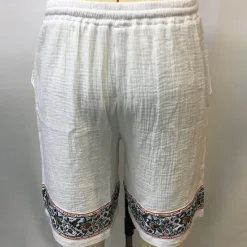 Discount OUKU Men's Shorts Linen Shorts Summer Shorts Beach Shorts Patchwork Drawstring Elastic Waist Plain Breathable Knee Length Vacation Holiday Beach Fashion Casual White