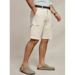 Best OUKU Men's Shorts Linen Shorts Summer Shorts Front Pocket Straight Leg Plain Comfort Breathable Knee Length Party Outdoor Casual Fashion Basic Khaki